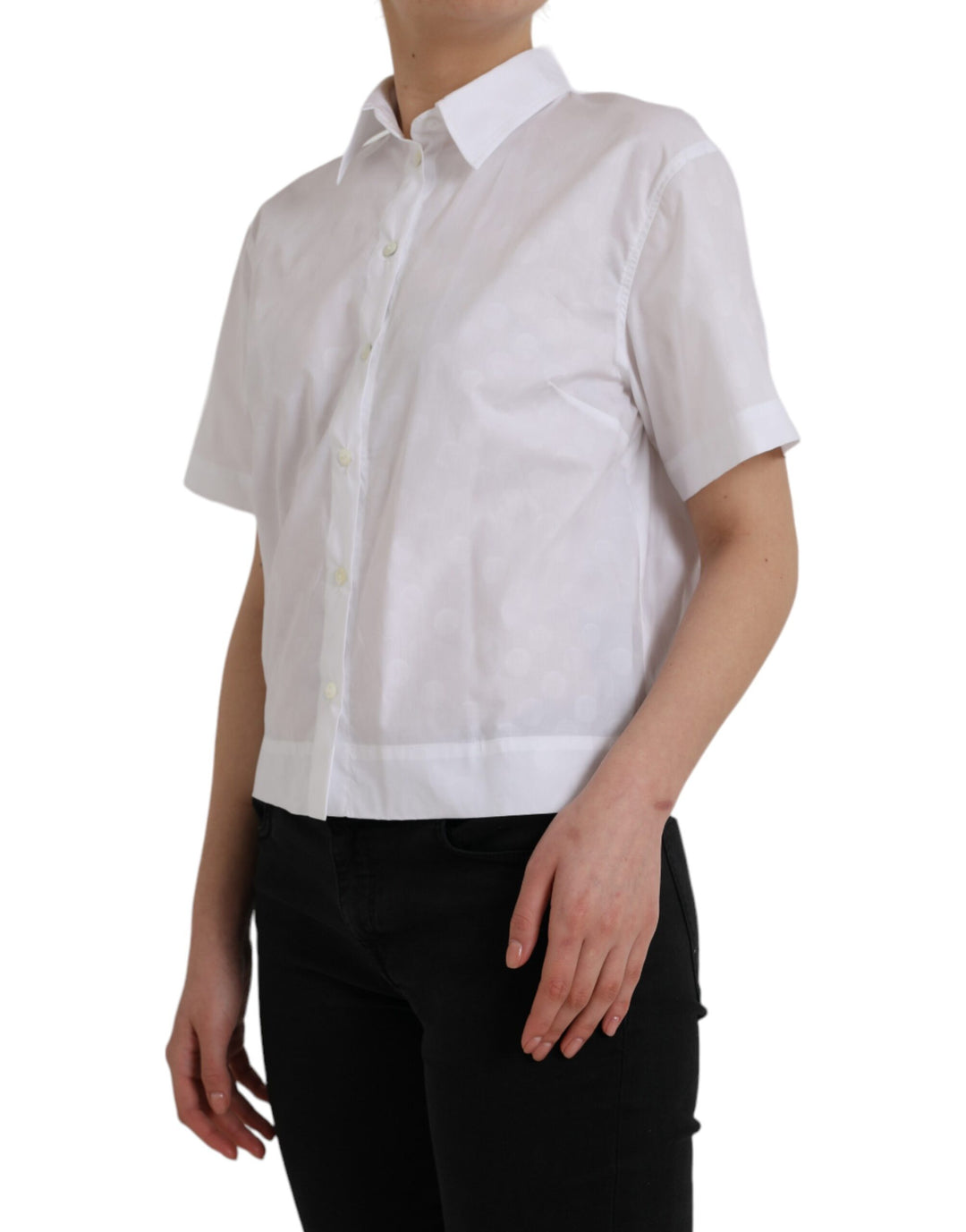 White short-sleeved polo shirt with collar