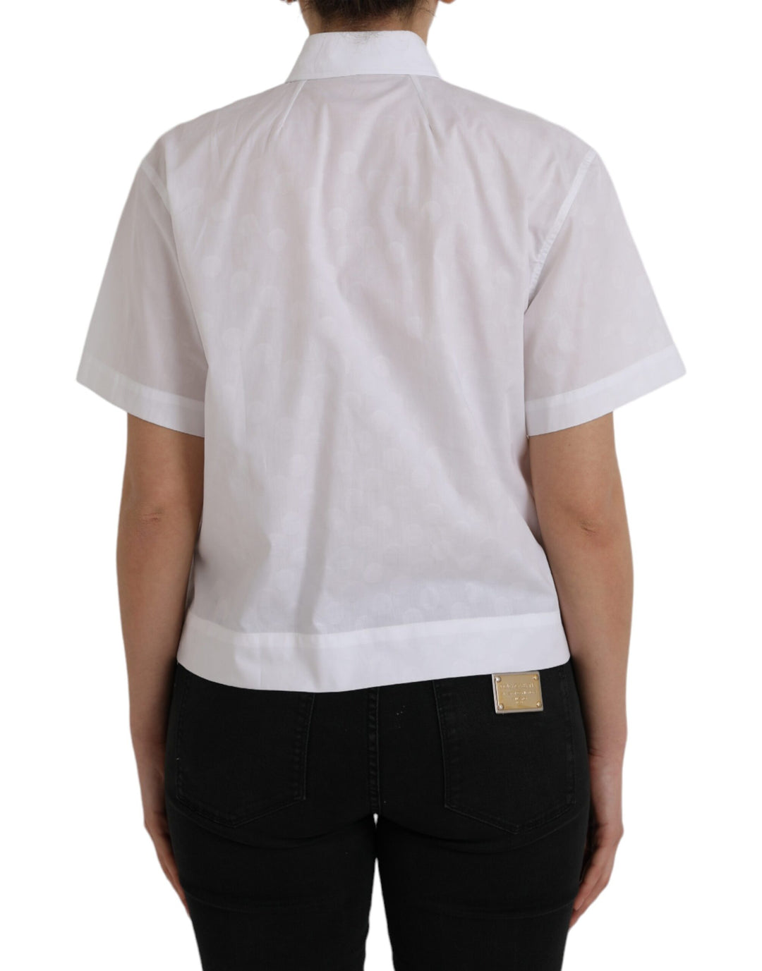 White short-sleeved polo shirt with collar