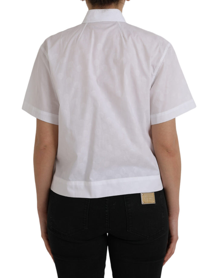 White short-sleeved polo shirt with collar