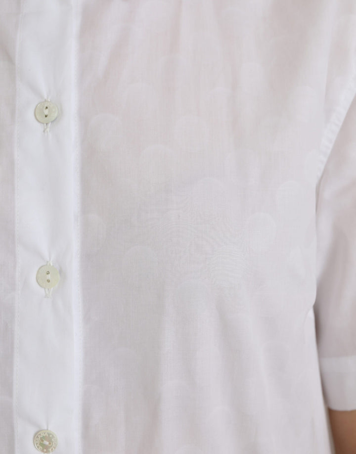 White short-sleeved polo shirt with collar