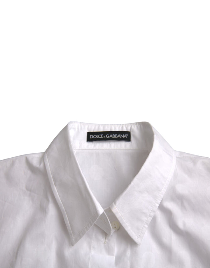 White short-sleeved polo shirt with collar