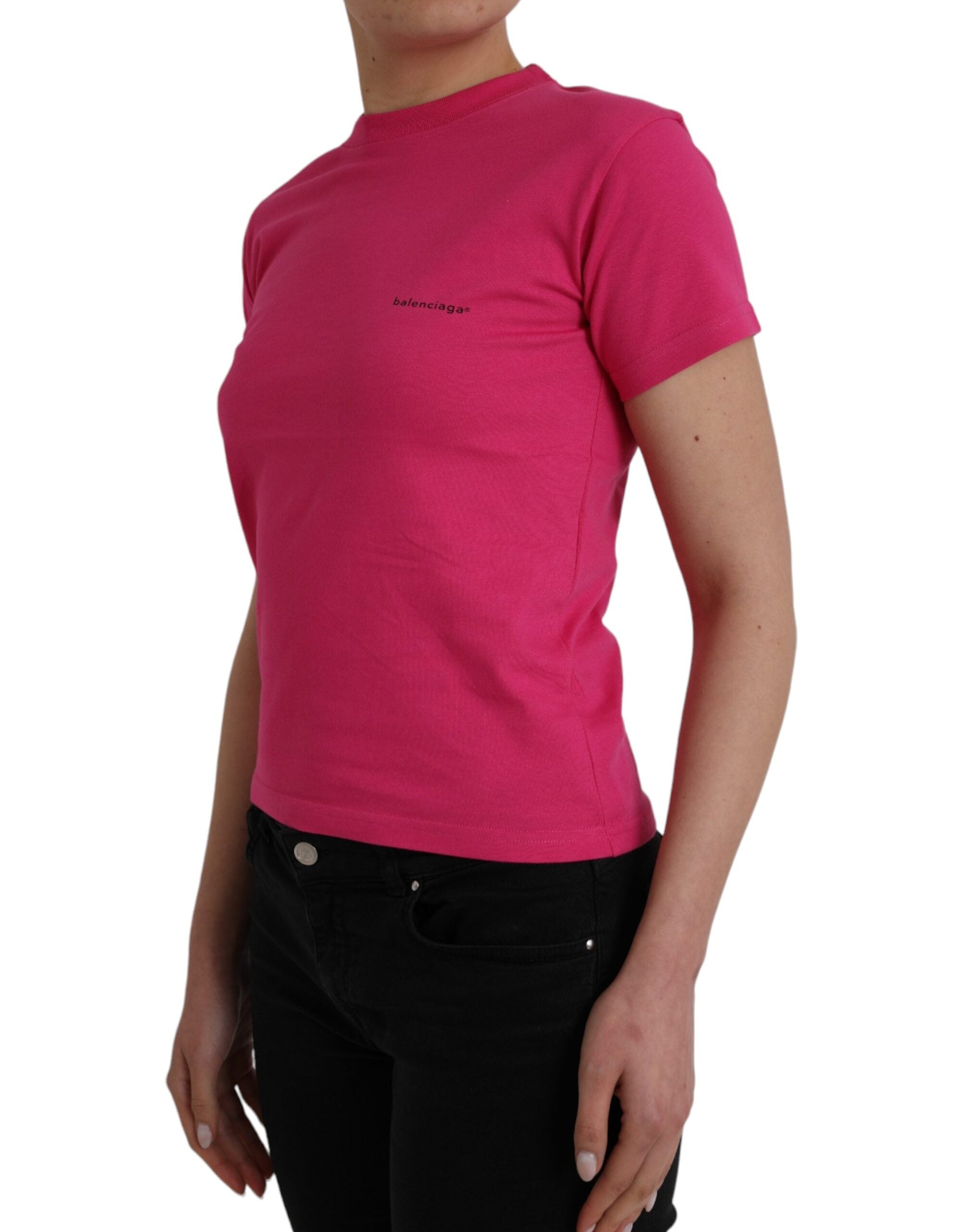 Pink Cotton Round Neck Short Sleeve T-Shirt