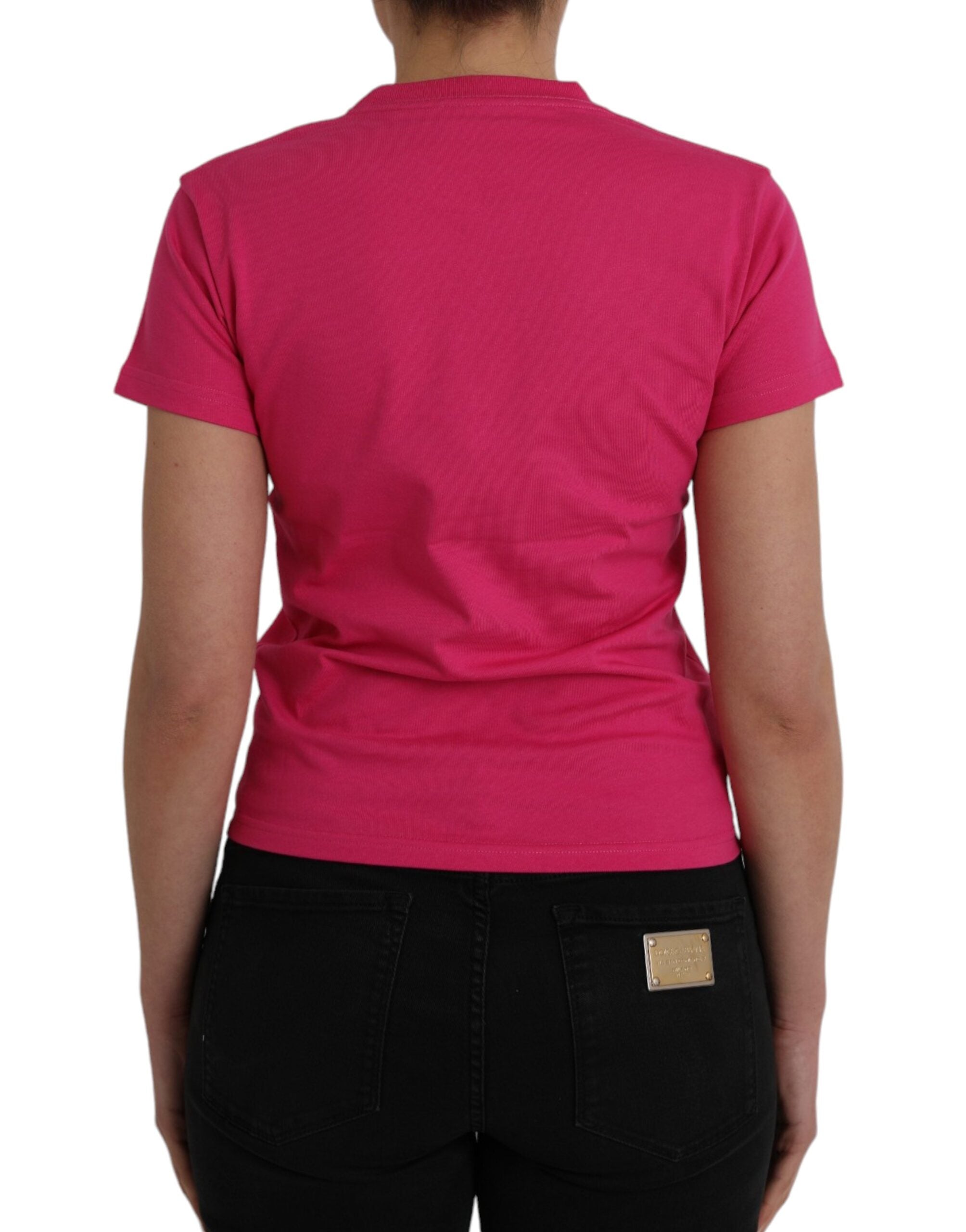 Pink Cotton Round Neck Short Sleeve T-Shirt