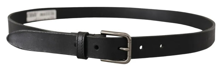 Black calfskin classic belt with metal logo buckle