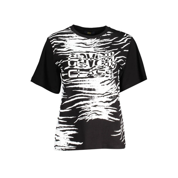 Cavalli Class Schwarzes Baumwoll-T-Shirt für Frauen