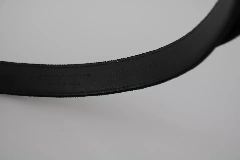 Black velvet leather belt with silver buckle