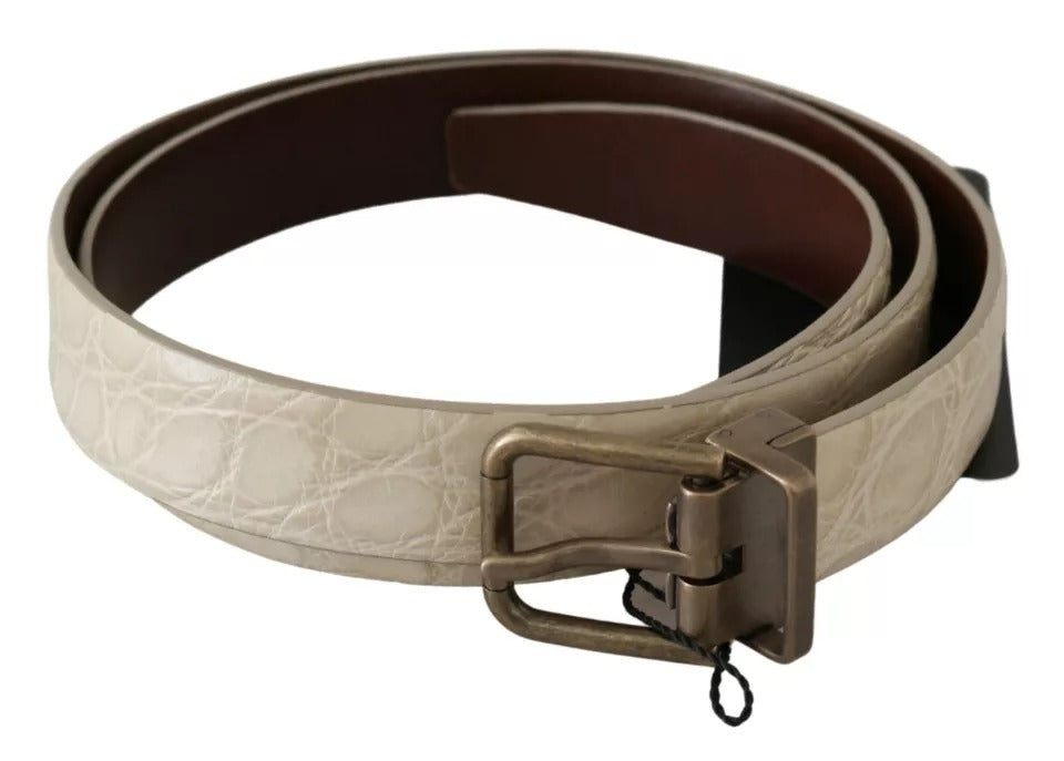 Creme Beige Gold Schnalle Taille Ledergürtel