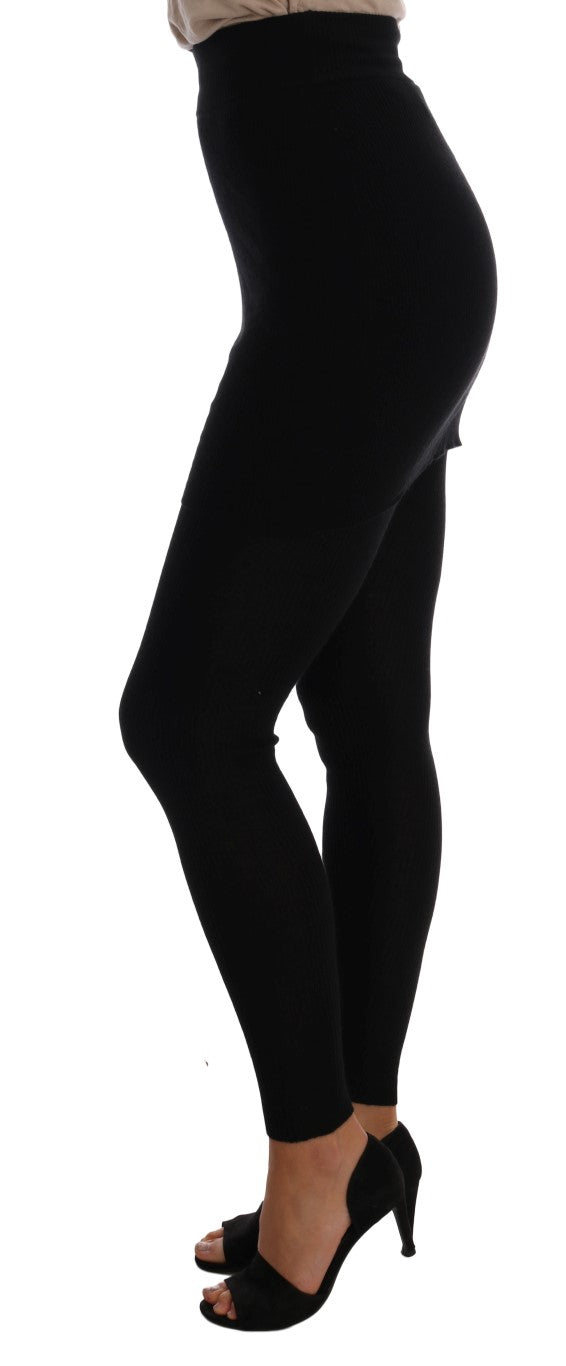 Schwarze Kaschmir-Seiden-Stretchstrumpfhose Strümpfe