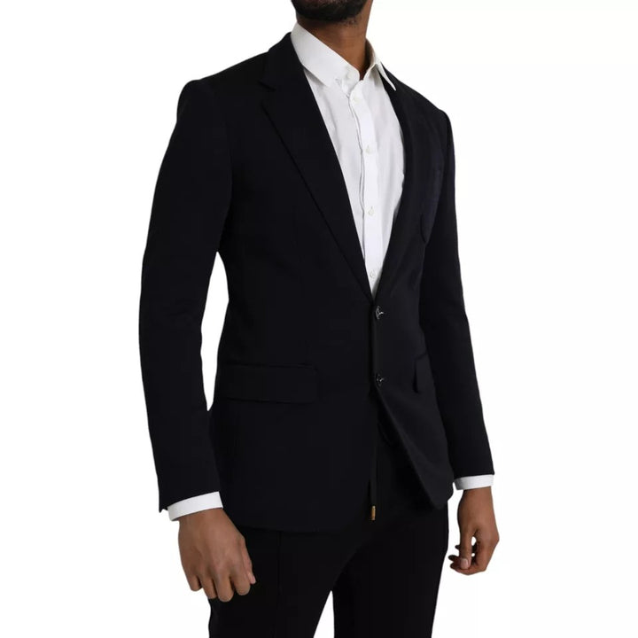 Blauer Wollmantel einreihig mit Kerbe Blazer