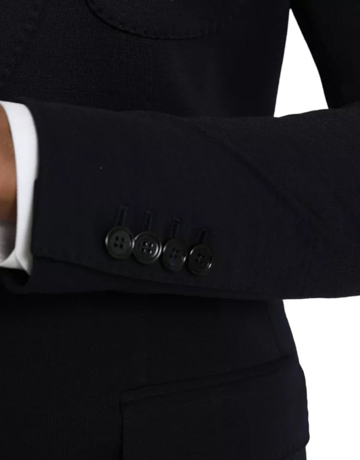 Blauer Wollmantel einreihig mit Kerbe Blazer