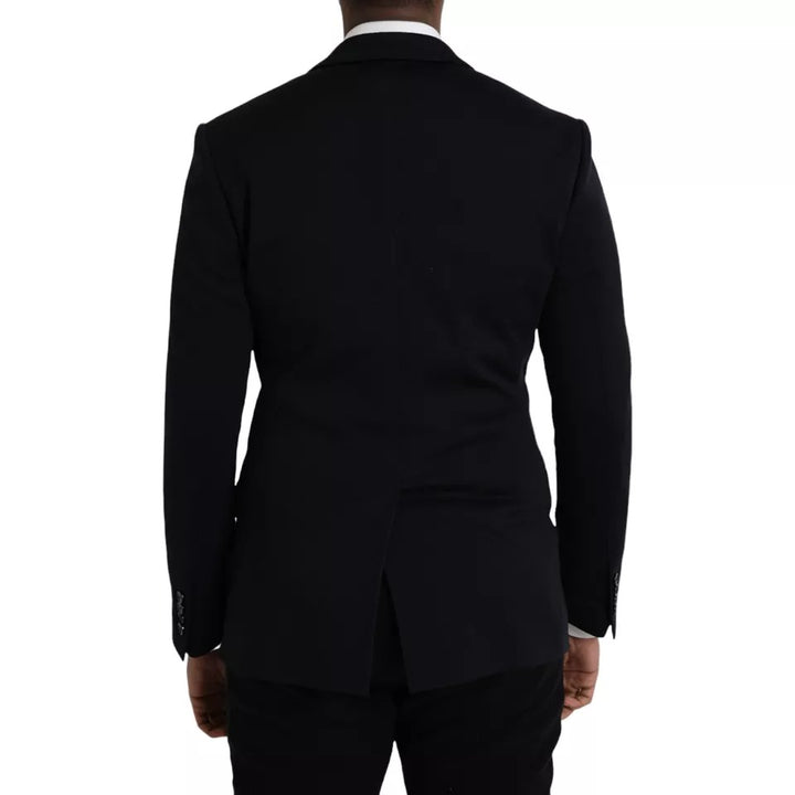 Blauer Wollmantel einreihig mit Kerbe Blazer