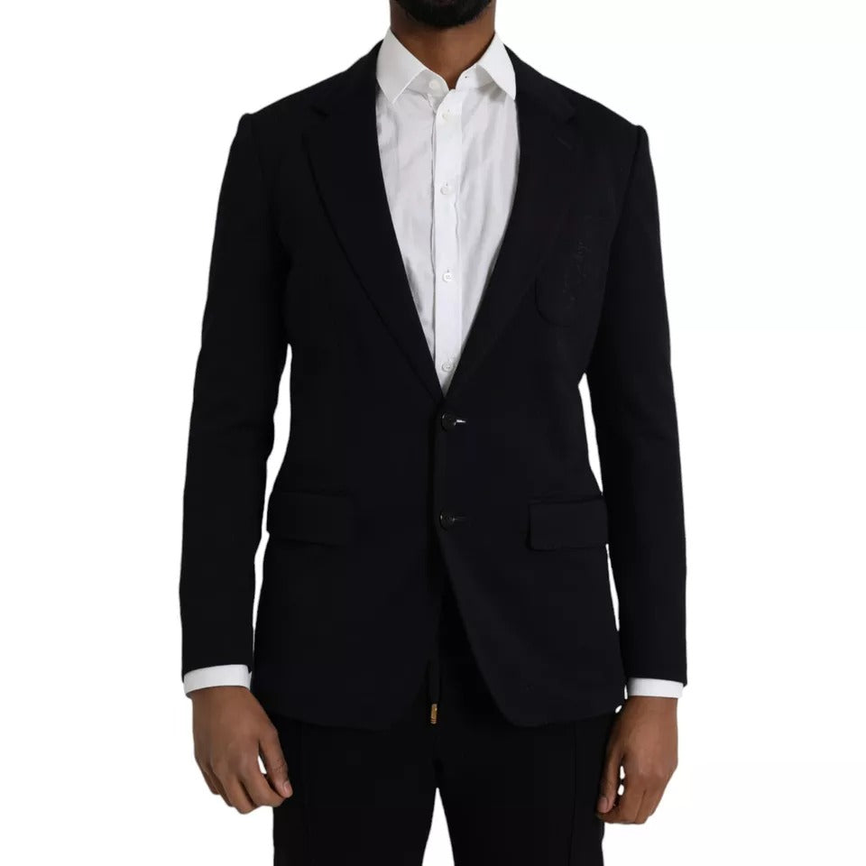 Blauer Wollmantel einreihig mit Kerbe Blazer