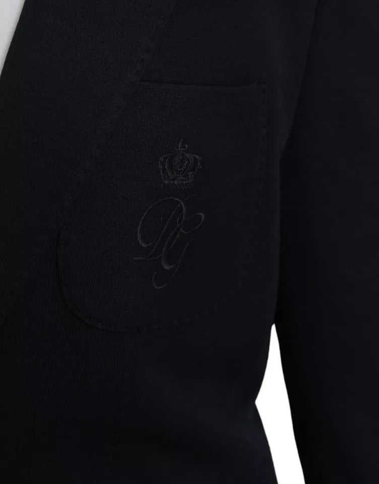 Blauer Wollmantel einreihig mit Kerbe Blazer