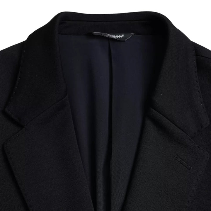 Blauer Wollmantel einreihig mit Kerbe Blazer