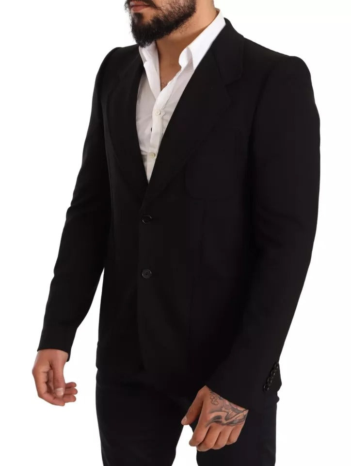 Black wool coat slim fit jacket blazer