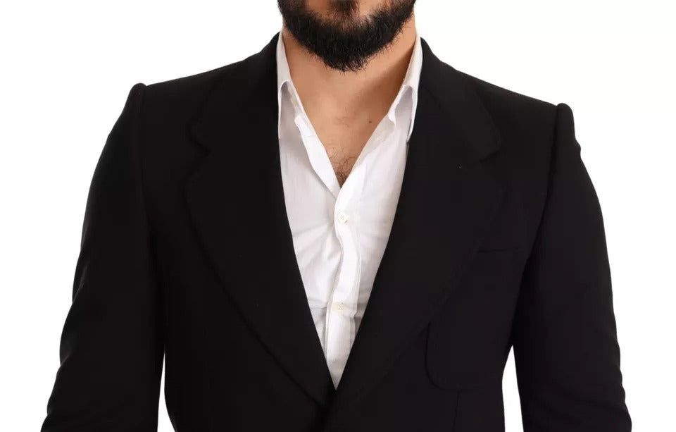 Black wool coat slim fit jacket blazer