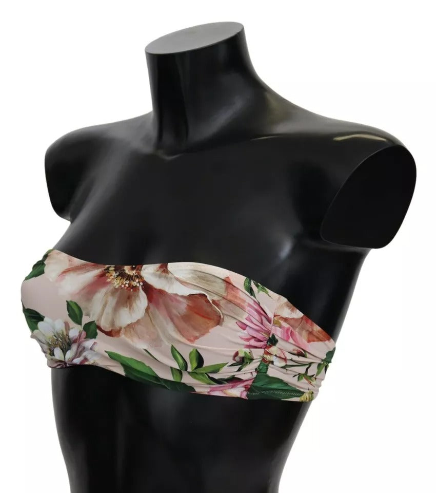 Rosa Floral Print Badeanzug Bademode Bikini-Oberteil