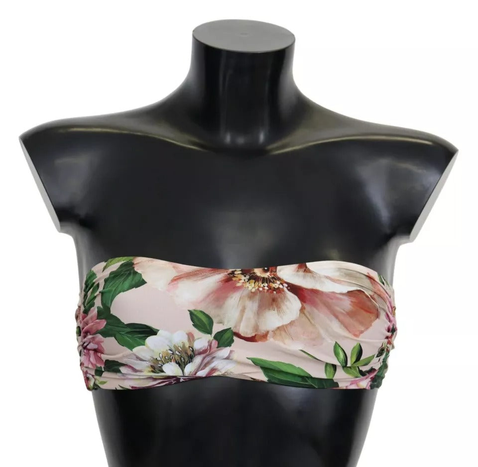 Rosa Floral Print Badeanzug Bademode Bikini-Oberteil