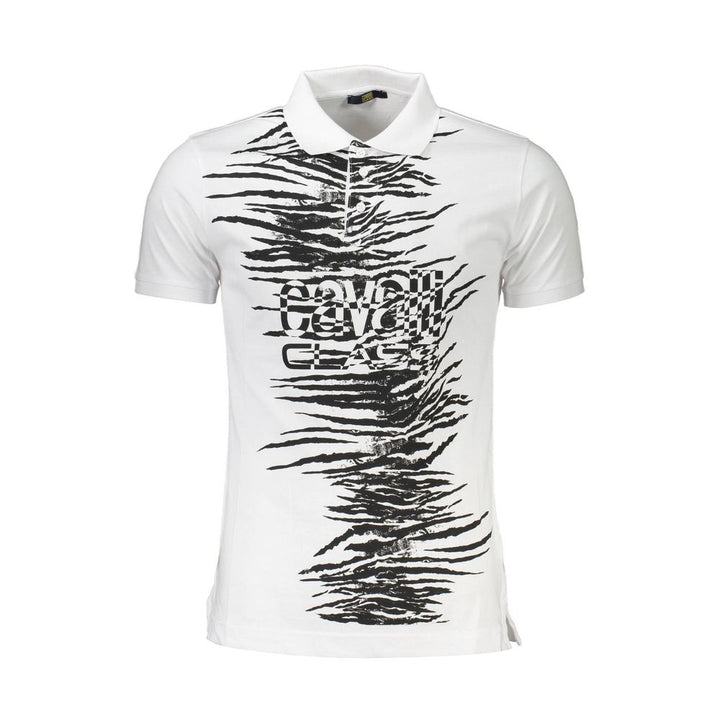 Cavalli Class Weißes Baumwoll-Poloshirt für Männer