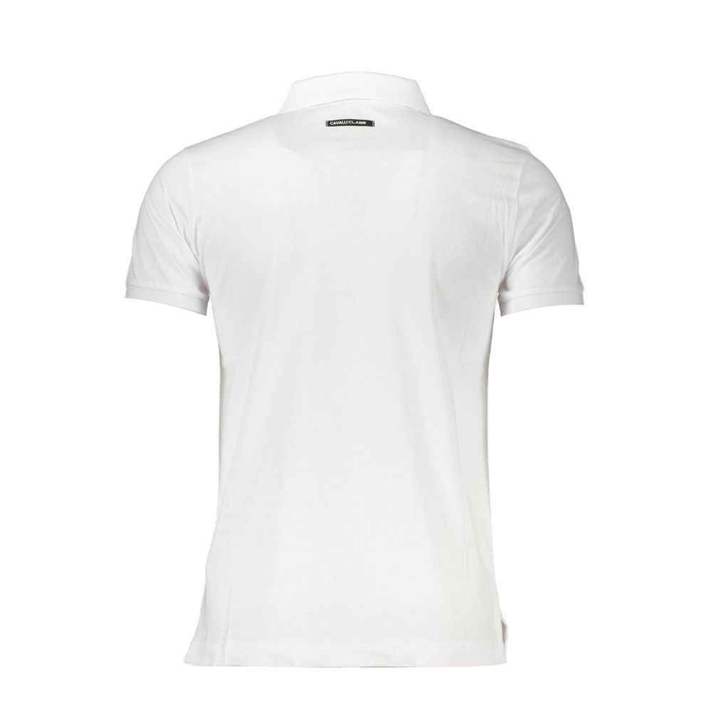 Cavalli Class Weißes Baumwoll-Poloshirt für Männer