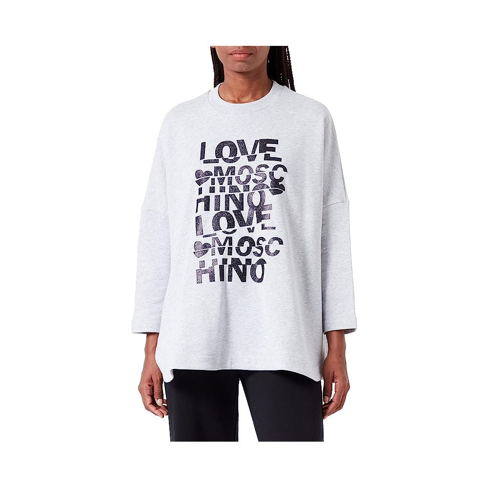 Love Moschino Graues Baumwoll-Sweatshirt für Frauen