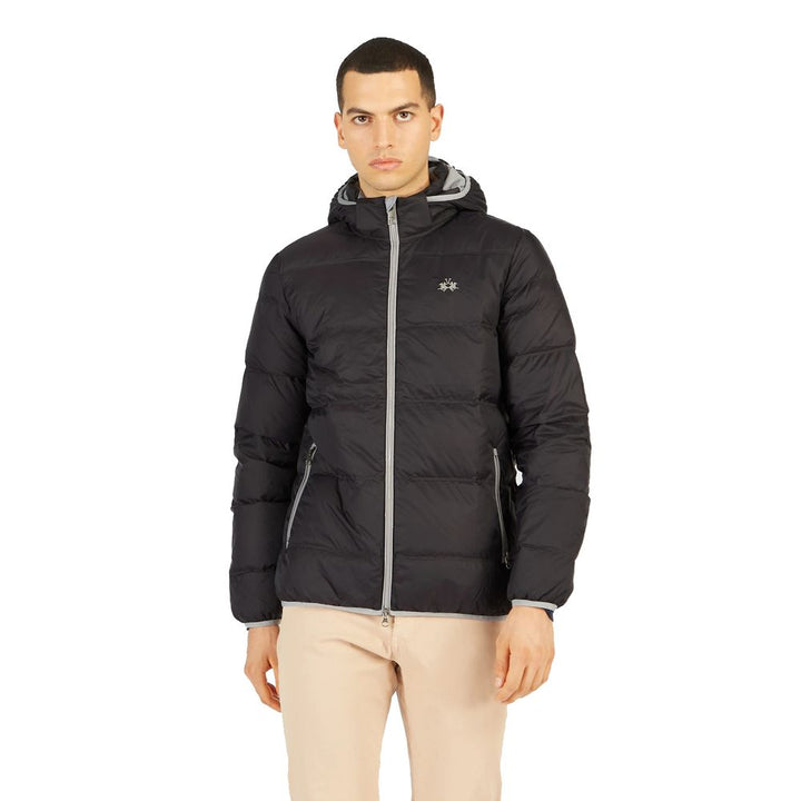 Schwarze Nylon Herren Jacke