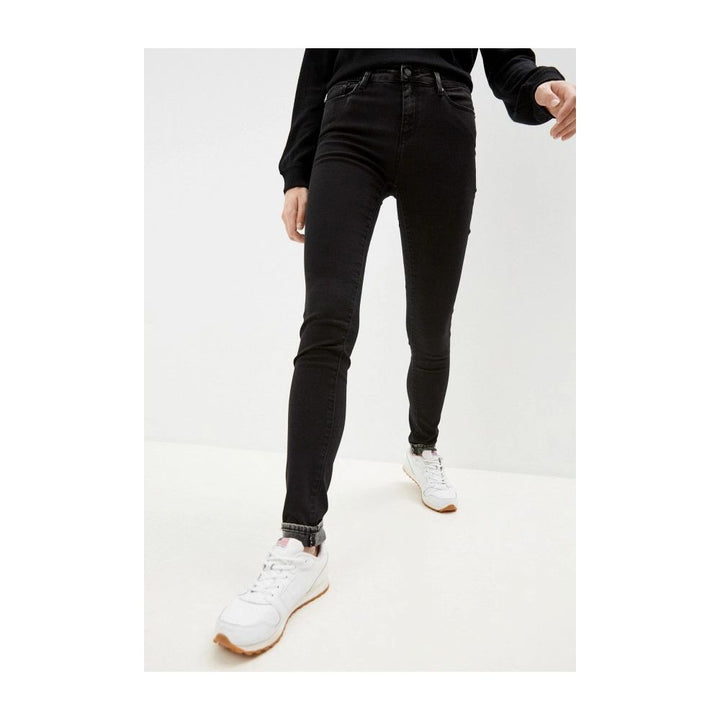 Schwarz Baumwolle Frauen Jeans
