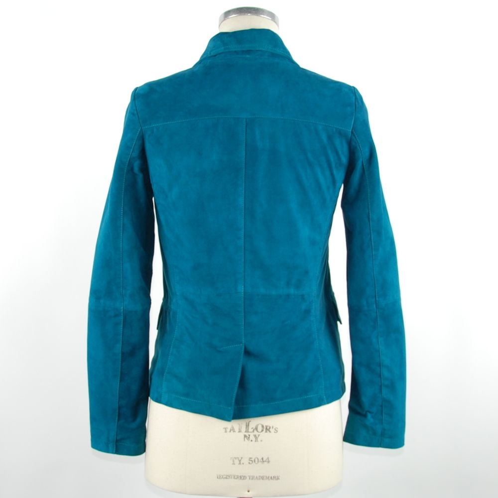 Green leather jacket for women