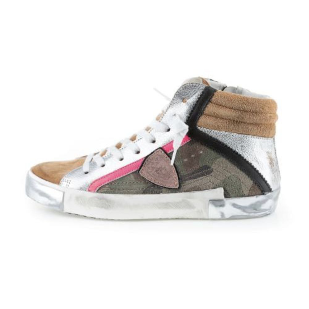 Philippe Model Schicke armeegrüne High-Top-Ledersneakers