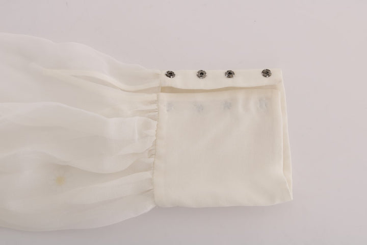 Elegante Weiße Seidenbluse mit Gänseblümchen