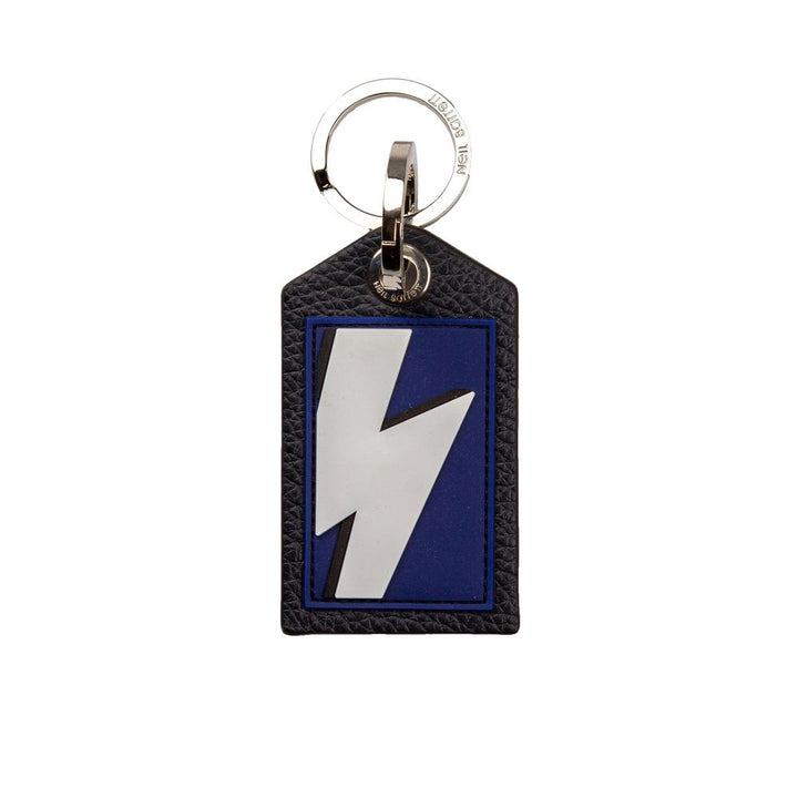 Blue leather men's keychain