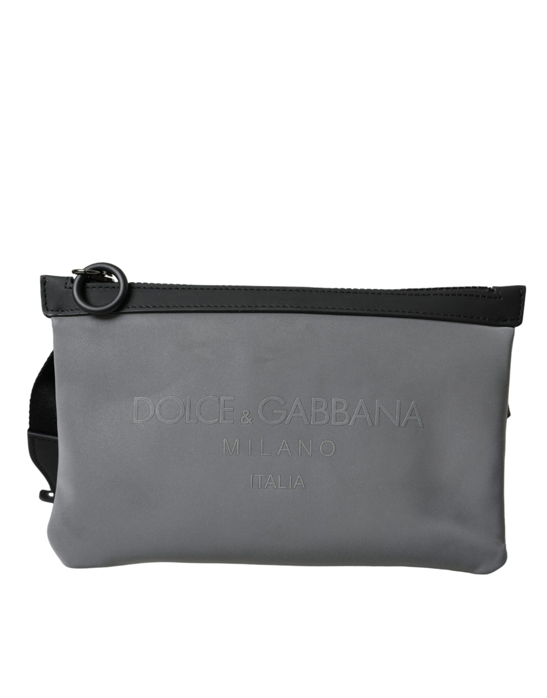 Grau Neopren Logo Zip Taille Gürtel Pack Gürteltasche Tasche