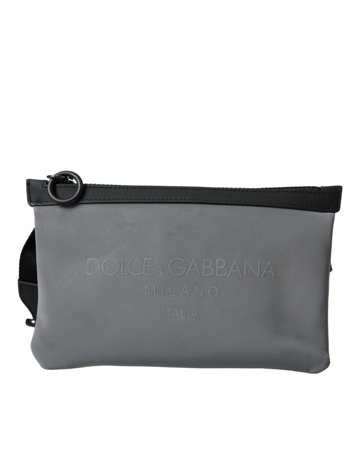 Grau Neopren Logo Zip Taille Gürtel Pack Gürteltasche Tasche