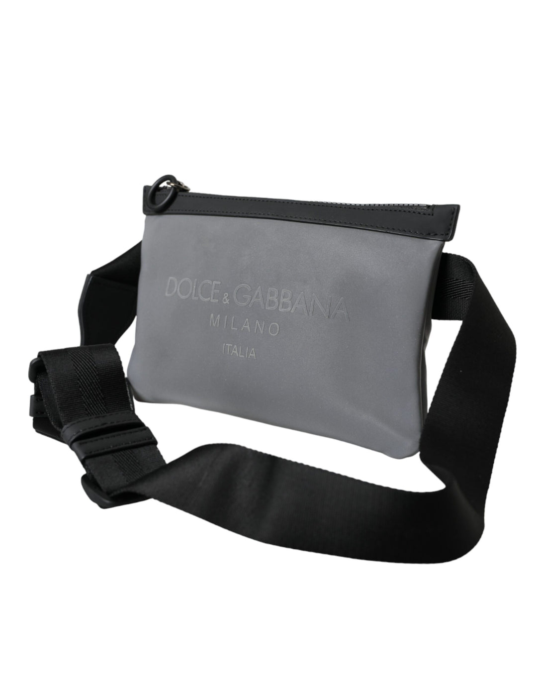 Grau Neopren Logo Zip Taille Gürtel Pack Gürteltasche Tasche