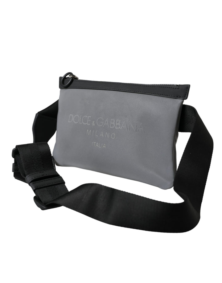 Grau Neopren Logo Zip Taille Gürtel Pack Gürteltasche Tasche
