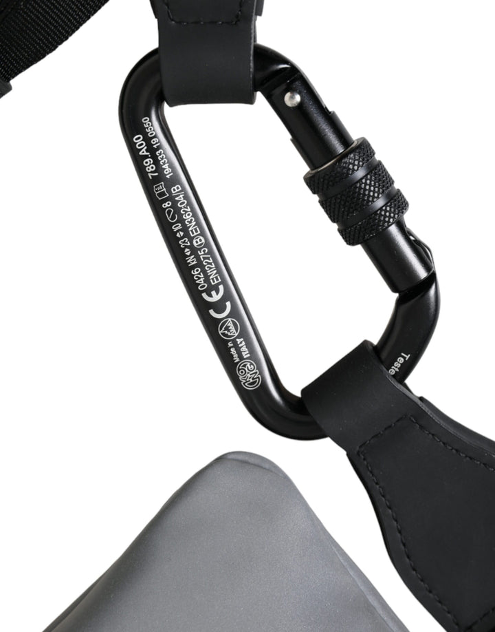 Grau Neopren Logo Zip Taille Gürtel Pack Gürteltasche Tasche