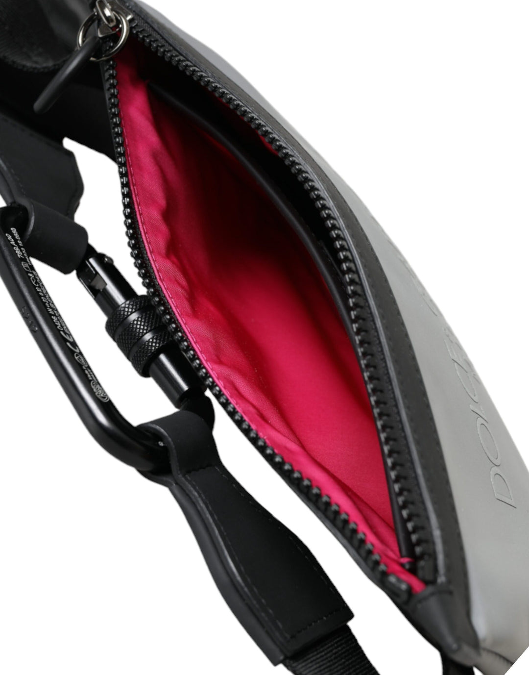 Grau Neopren Logo Zip Taille Gürtel Pack Gürteltasche Tasche