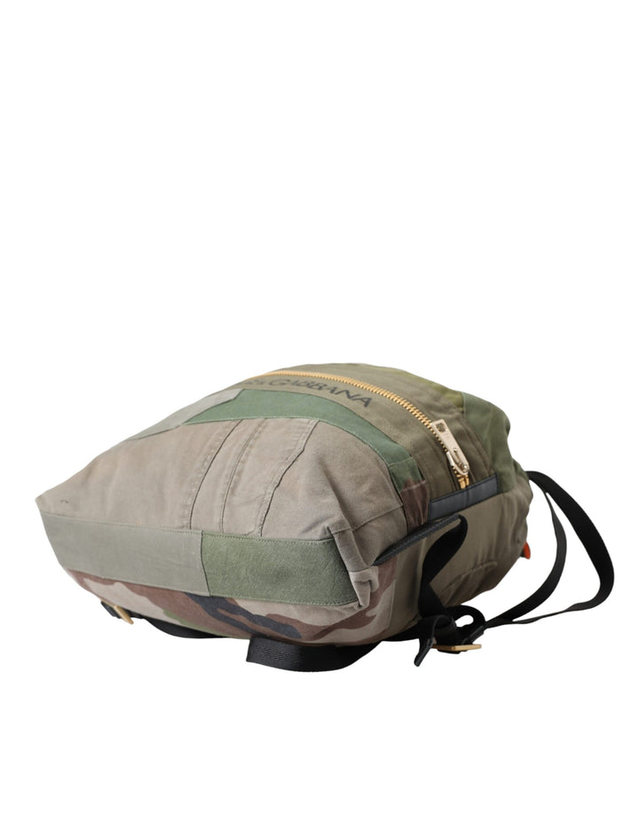 Military green patchwork backpack bag