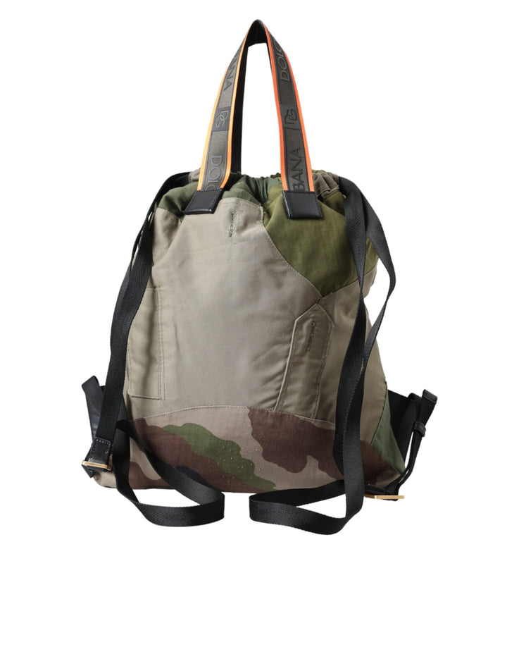 Military green patchwork backpack bag