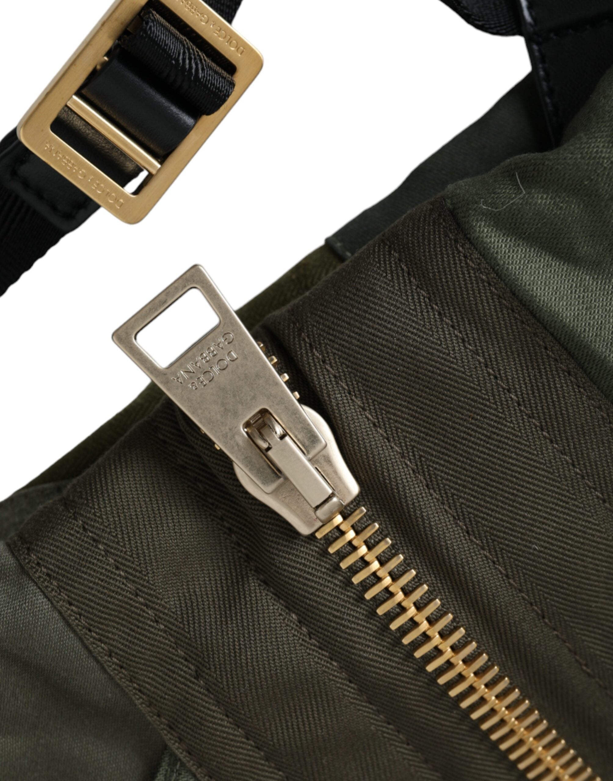 Military green patchwork backpack bag