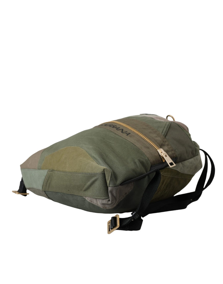 Military green patchwork backpack bag
