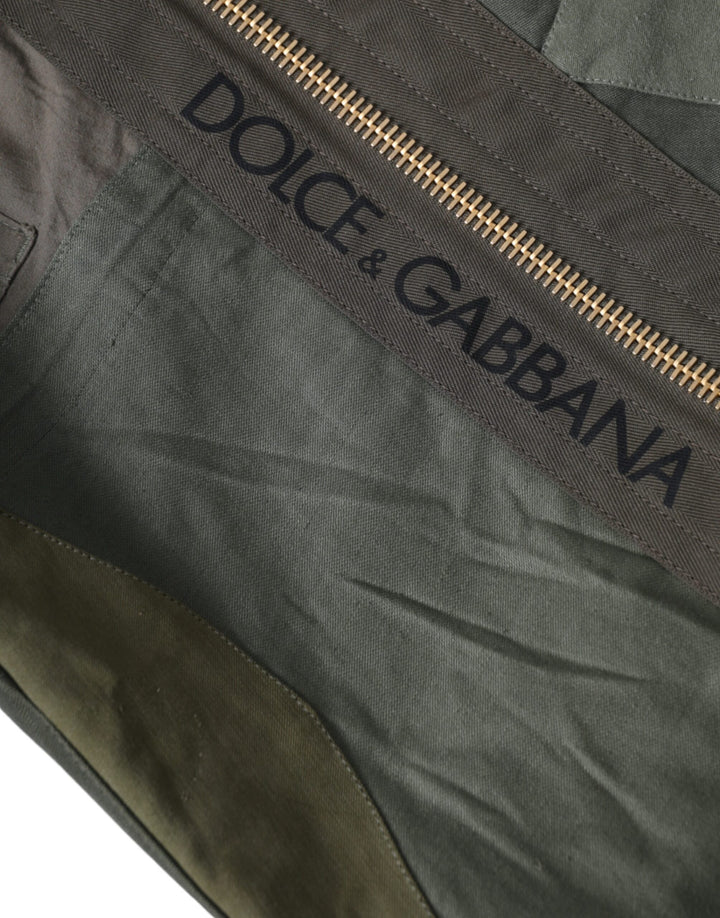 Military green patchwork backpack bag