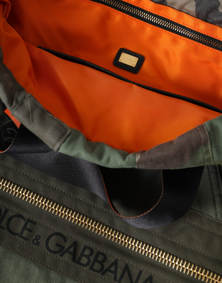 Military green patchwork backpack bag