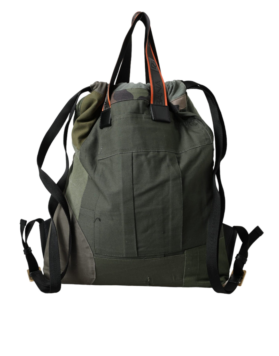 Military green patchwork backpack bag