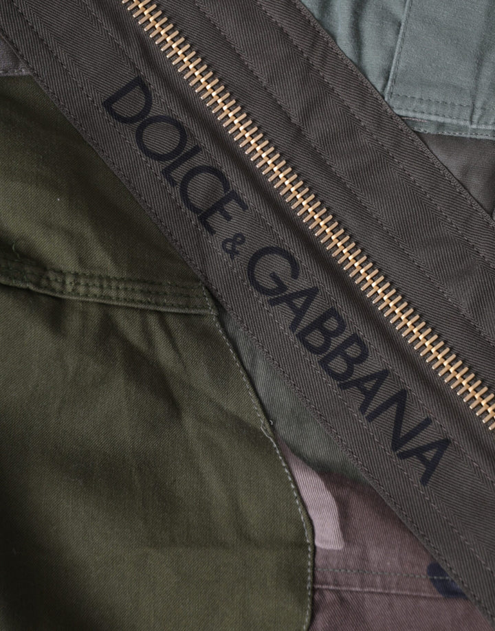 Military green patchwork backpack bag