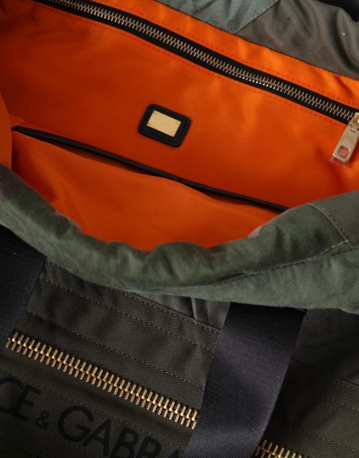 Military green patchwork backpack bag