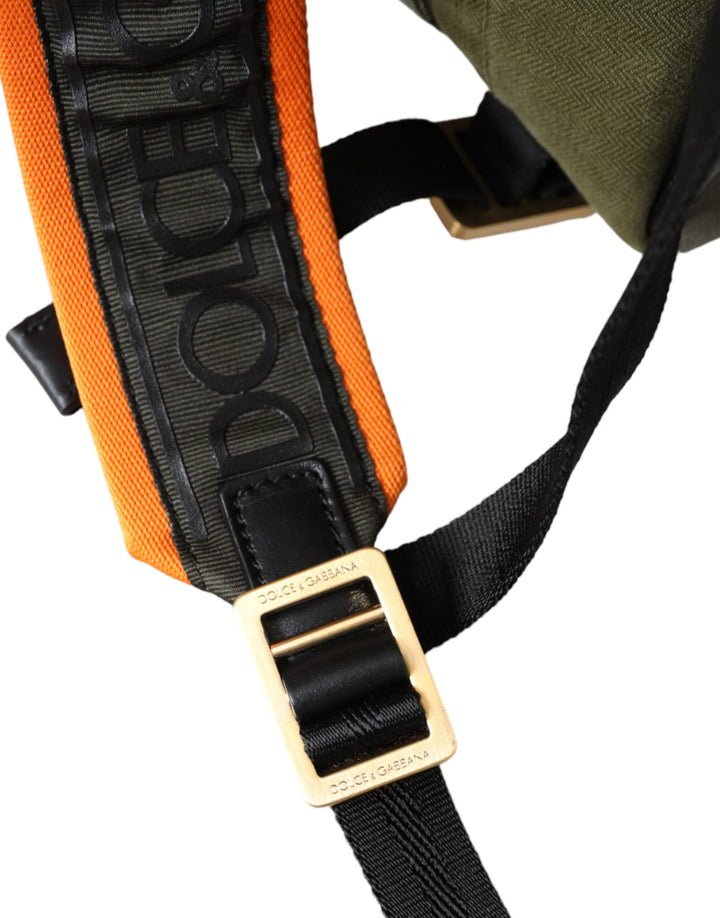 Military green patchwork backpack bag