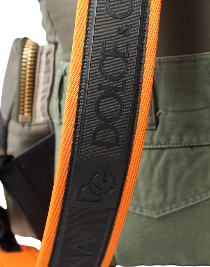 Military green patchwork backpack bag