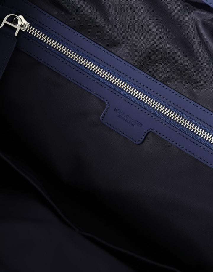 Blue nylon calfskin hand-shoulder duffel bag