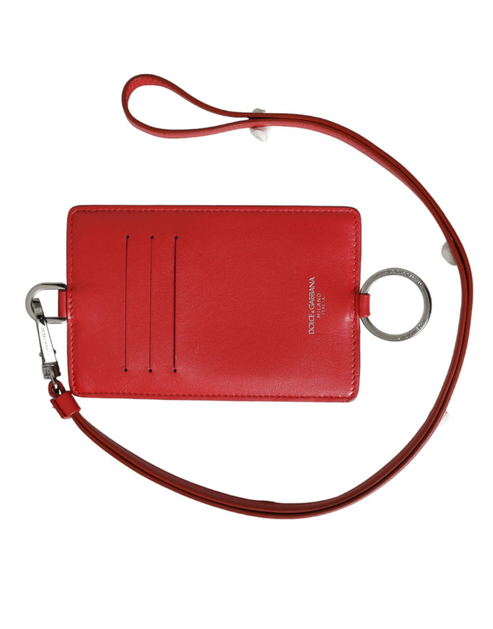 Rotes Kalbsleder Lanyard Logo Kartenhalter Brieftasche